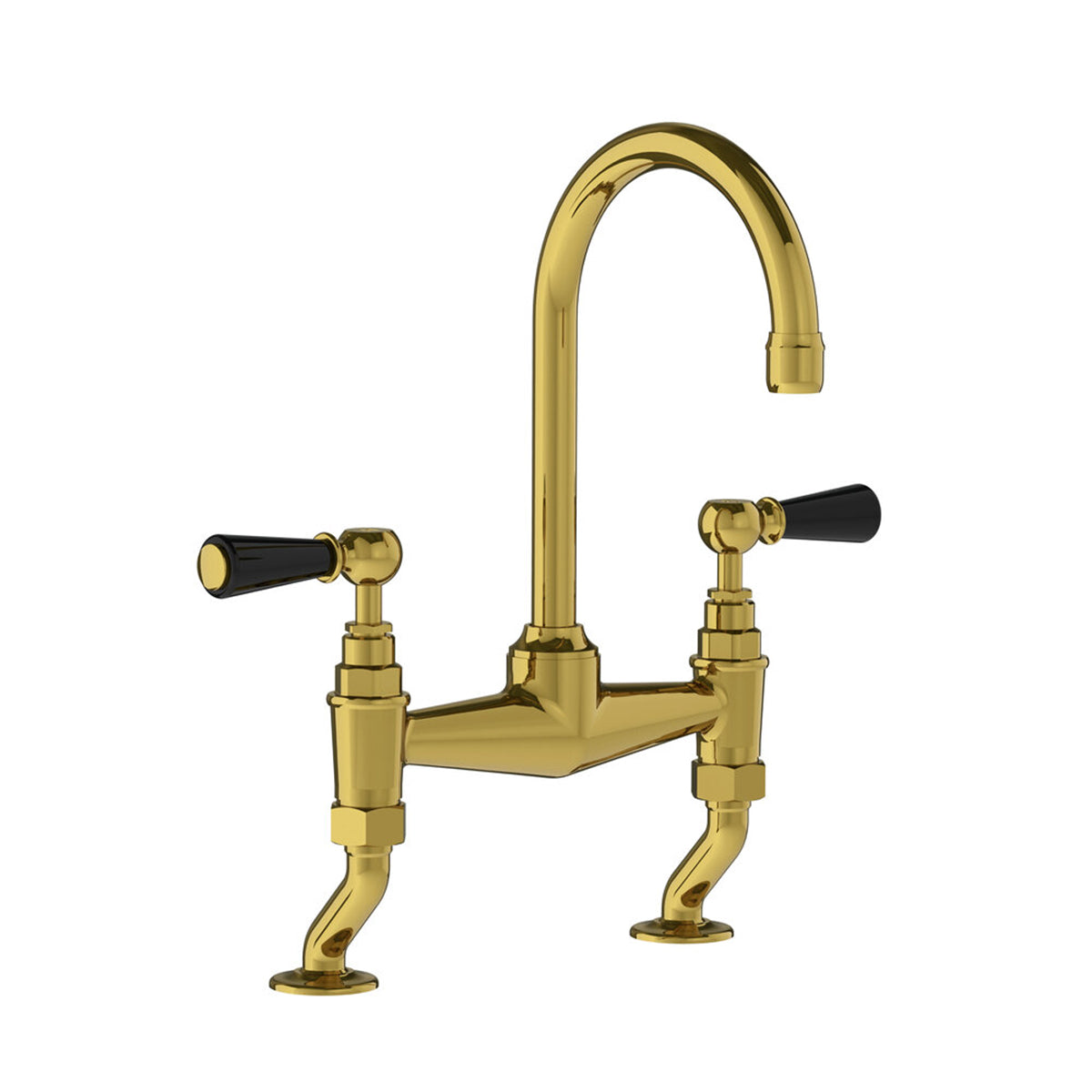 Lefroy Brooks Classic basin bridge mixer with black levers