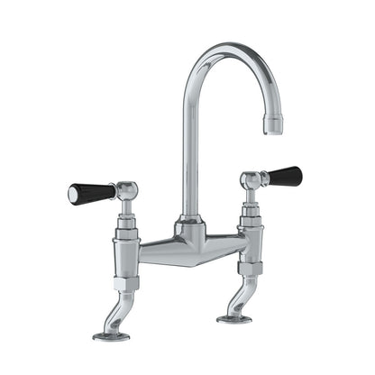 Lefroy Brooks Classic basin bridge mixer with black levers