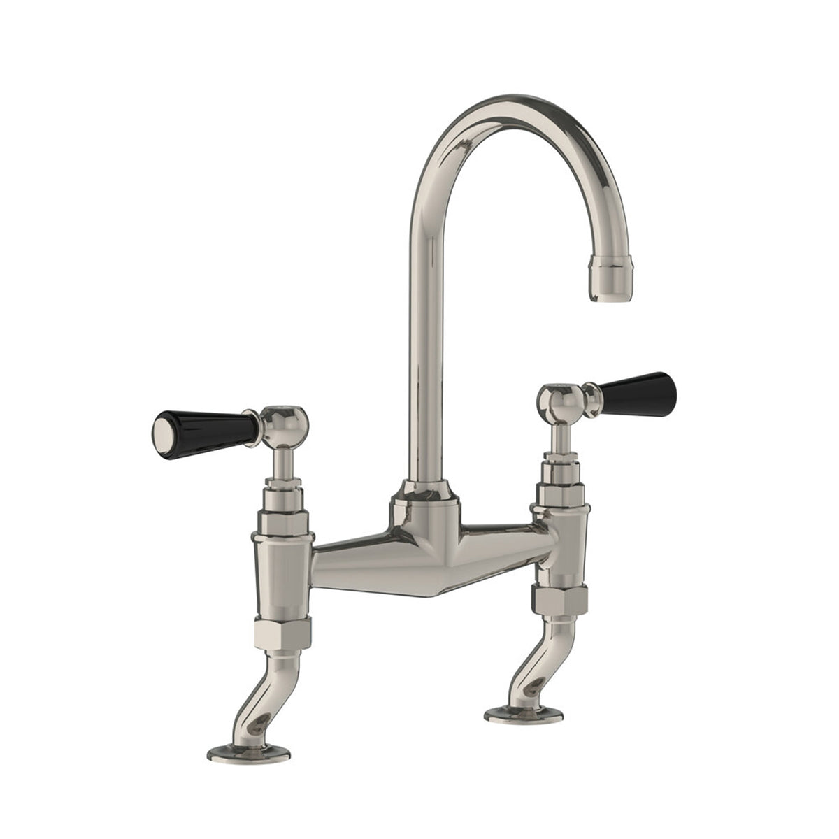 Lefroy Brooks Classic basin bridge mixer with black levers