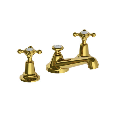 Lefroy Brooks Classic basin mixer with Lefroy Brooks Connaught cross handles and pop-up waste