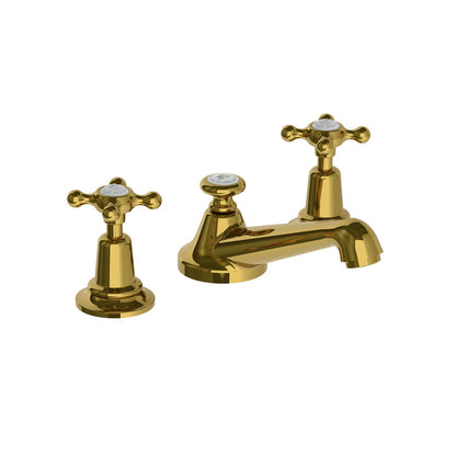 Lefroy Brooks Classic basin mixer with Lefroy Brooks Connaught cross handles and pop-up waste