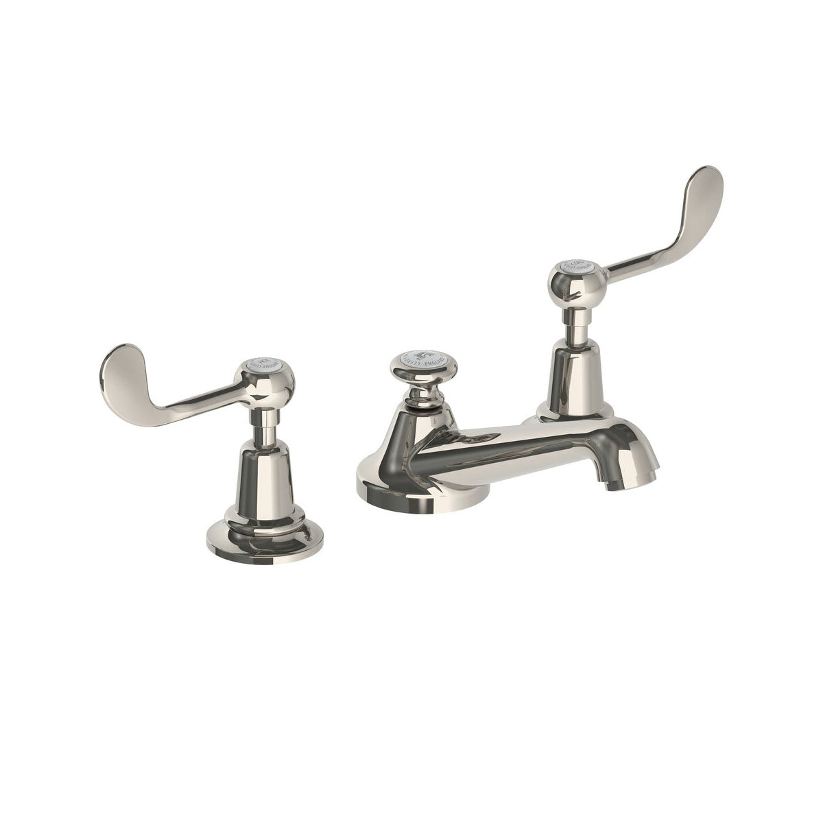 Lefroy Brooks Classic basin mixer with Lefroy Brooks Connaught levers and pop-up waste