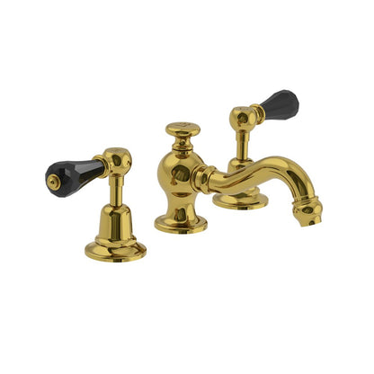 Lefroy Brooks La Chapelle basin mixer with black crystal levers & pop-up waste