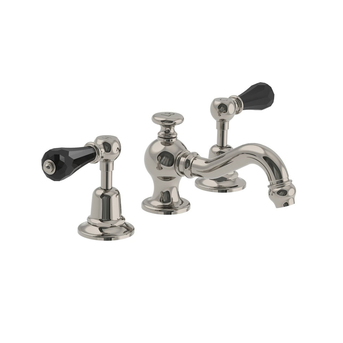 Lefroy Brooks La Chapelle basin mixer with black crystal levers & pop-up waste