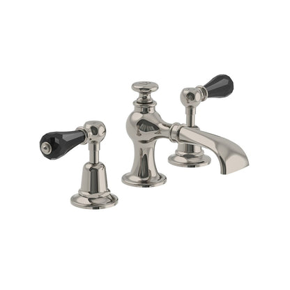 Lefroy Brooks La Chapelle flared spout basin mixer with crystal levers & pop-up waste