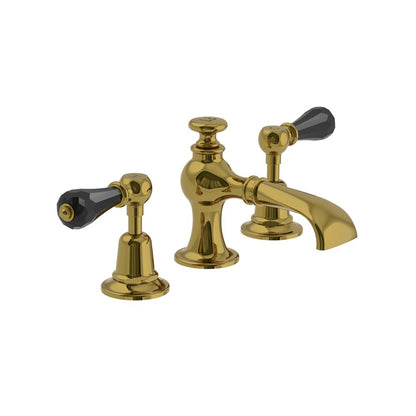 Lefroy Brooks La Chapelle flared spout basin mixer with crystal levers & pop-up waste