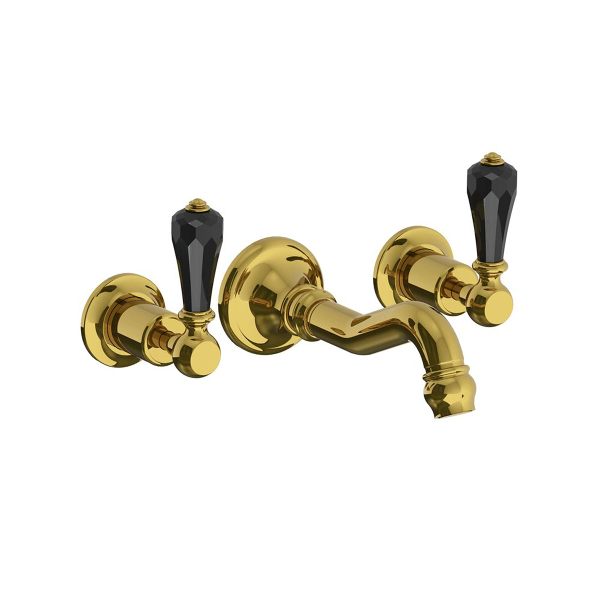 Lefroy Brooks La Chapelle wall mounted basin mixer with black crystal levers