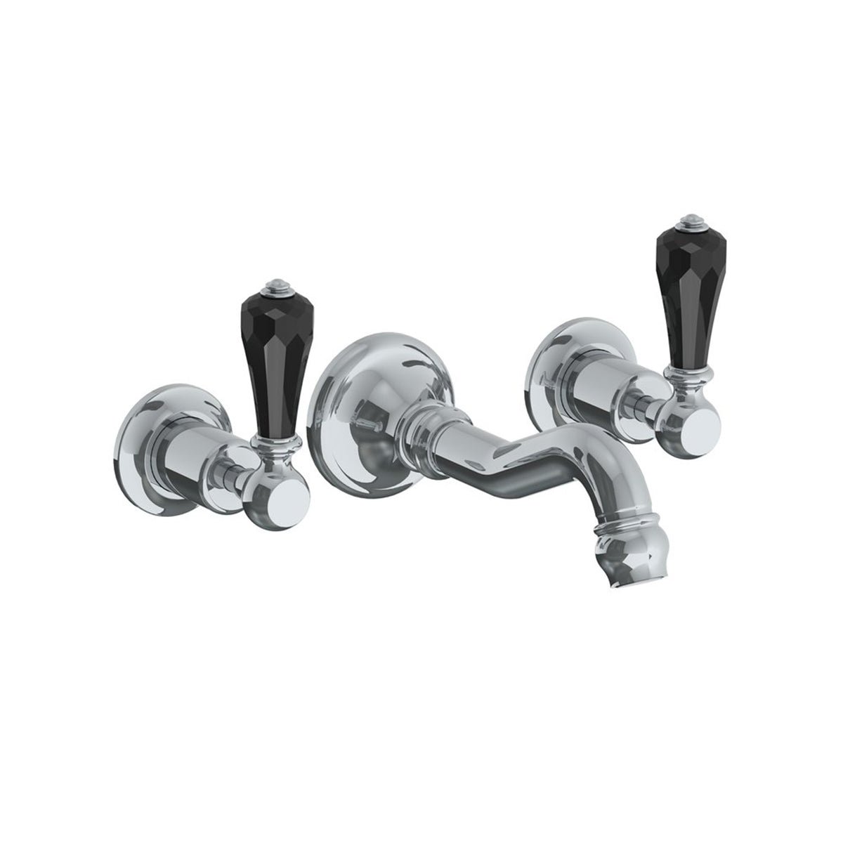 Lefroy Brooks La Chapelle wall mounted basin mixer with black crystal levers