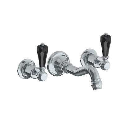 Lefroy Brooks La Chapelle wall mounted basin mixer with black crystal levers