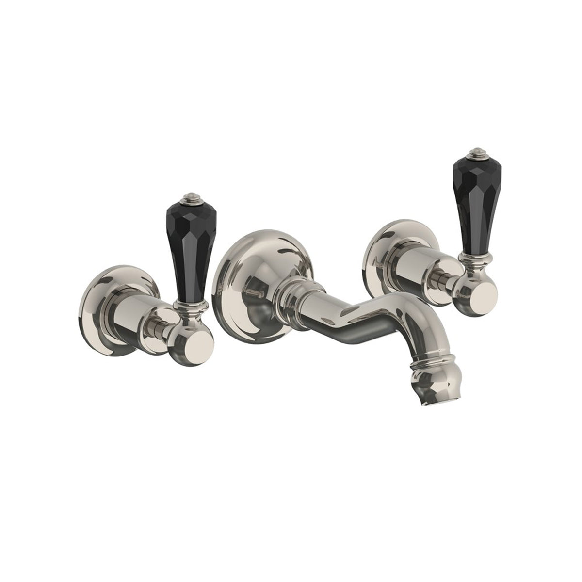 Lefroy Brooks La Chapelle wall mounted basin mixer with black crystal levers