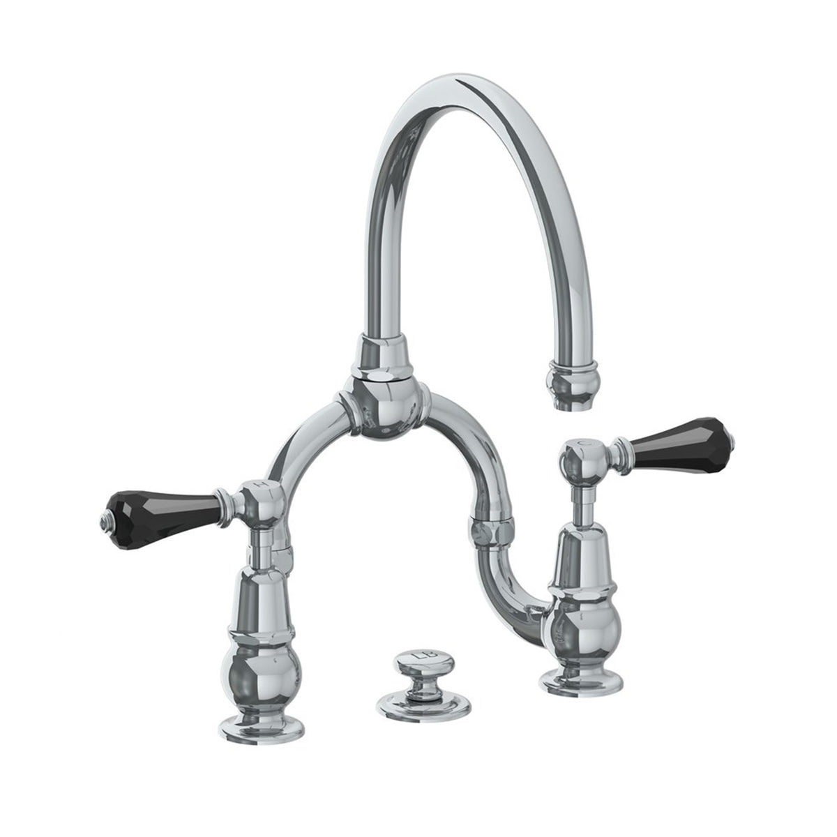 Lefroy Brooks La Chapelle basin bridge mixer with crystal levers & pop-up waste