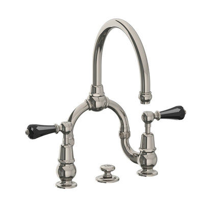 Lefroy Brooks La Chapelle basin bridge mixer with crystal levers & pop-up waste