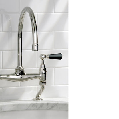 Lefroy Brooks Classic basin bridge mixer with black levers
