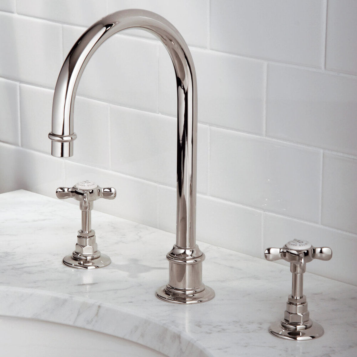 Lefroy Brooks Classic tubular basin mixer with click-up waste