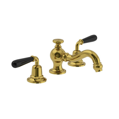Lefroy Brooks La Chapelle basin mixer with black torpille levers & pop-up waste