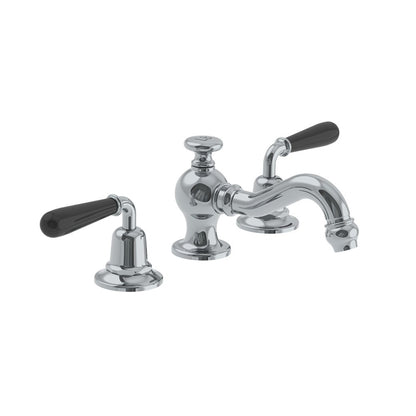 Lefroy Brooks La Chapelle basin mixer with black torpille levers & pop-up waste