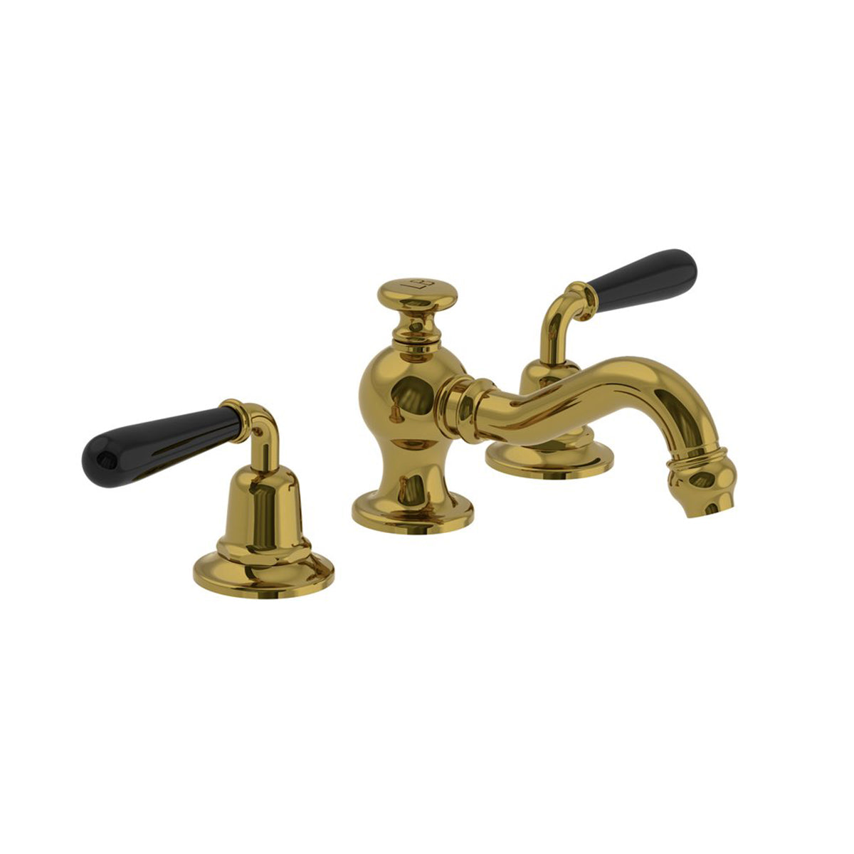 Lefroy Brooks La Chapelle basin mixer with black torpille levers & pop-up waste