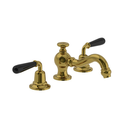 Lefroy Brooks La Chapelle basin mixer with black torpille levers & pop-up waste