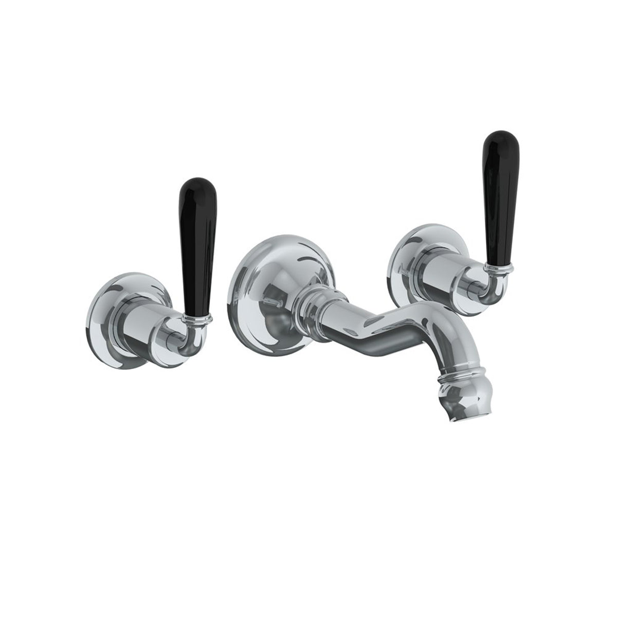Lefroy Brooks La Chapelle wall mounted basin mixer with black torpille levers