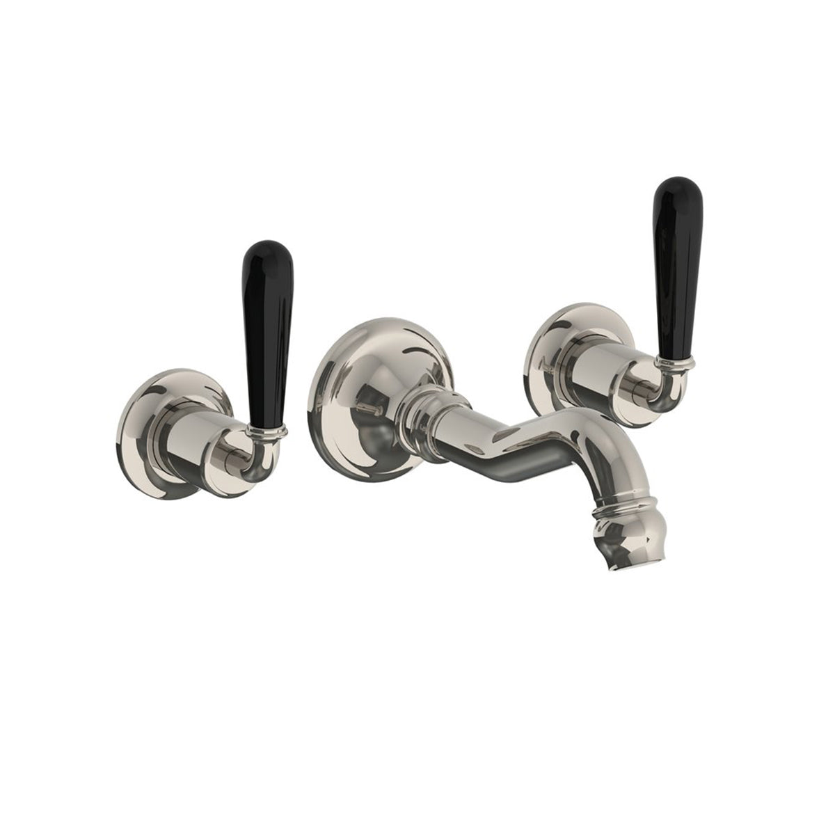 Lefroy Brooks La Chapelle wall mounted basin mixer with black torpille levers