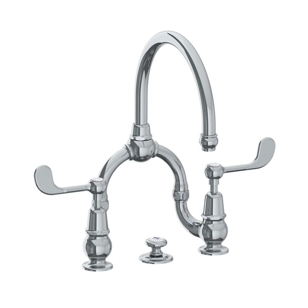 Lefroy Brooks La Chapelle lever basin bridge mixer with pop-up waste
