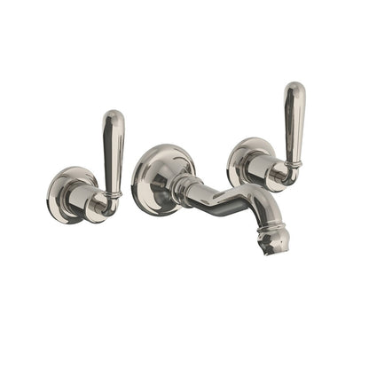 Lefroy Brooks La Chapelle wall mounted basin mixer with metal torpille levers