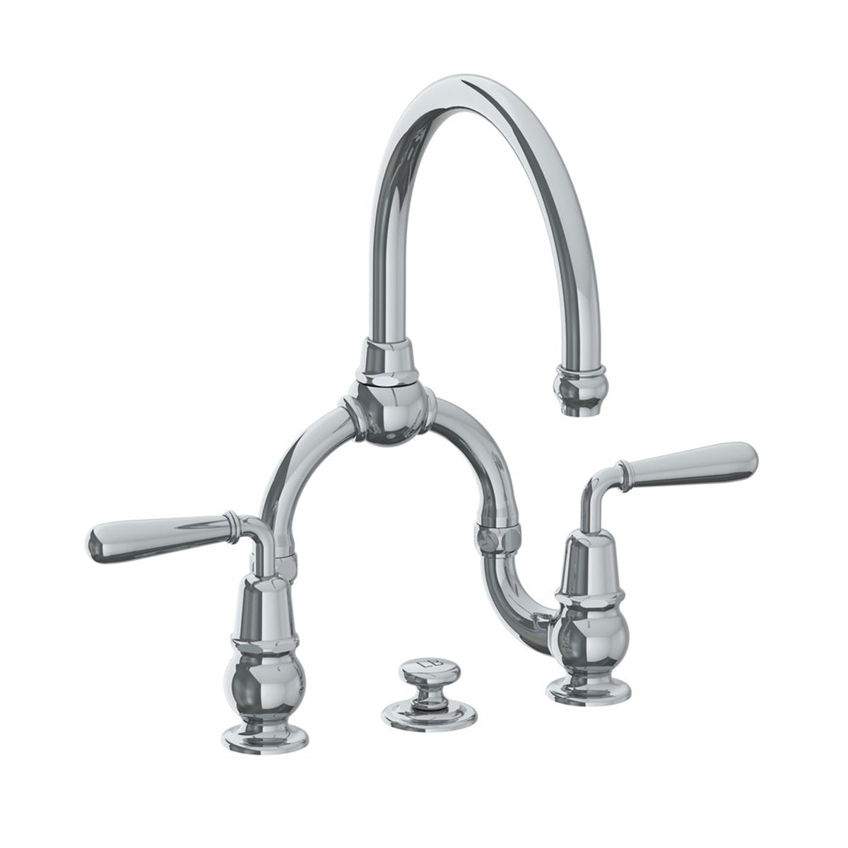 Lefroy Brooks La Chapelle basin bridge mixer with metal torpille levers & pop-up waste