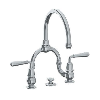 Lefroy Brooks La Chapelle basin bridge mixer with metal torpille levers & pop-up waste
