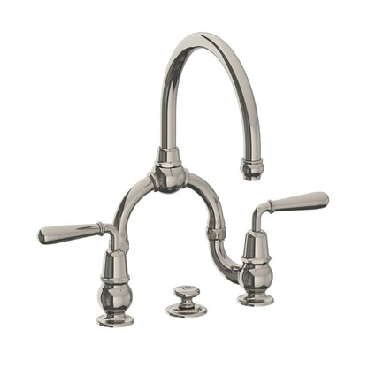 Lefroy Brooks La Chapelle basin bridge mixer with metal torpille levers & pop-up waste