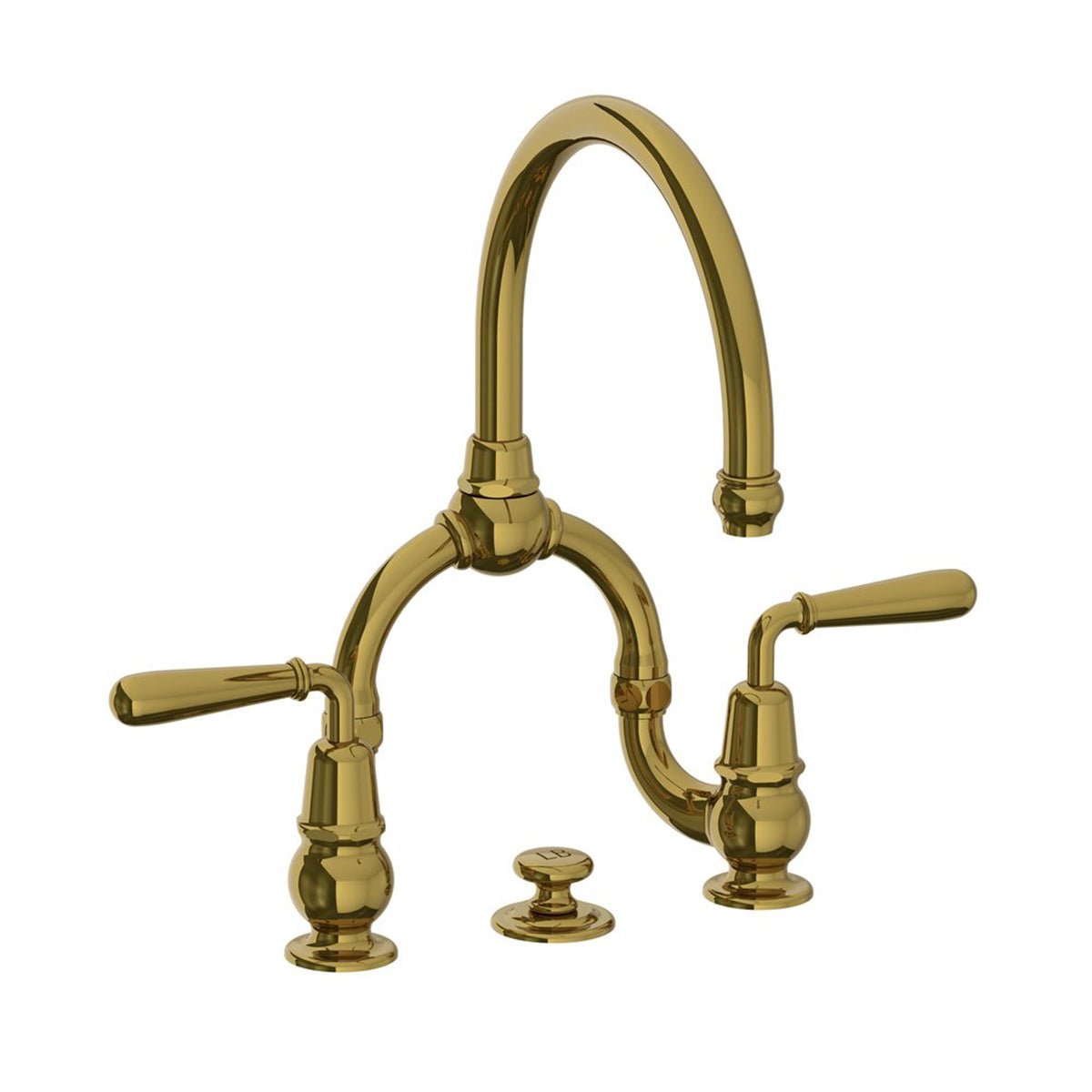 Lefroy Brooks La Chapelle basin bridge mixer with metal torpille levers & pop-up waste