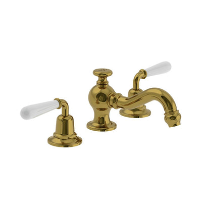 Lefroy Brooks La Chapelle basin mixer with white torpille levers & pop-up waste