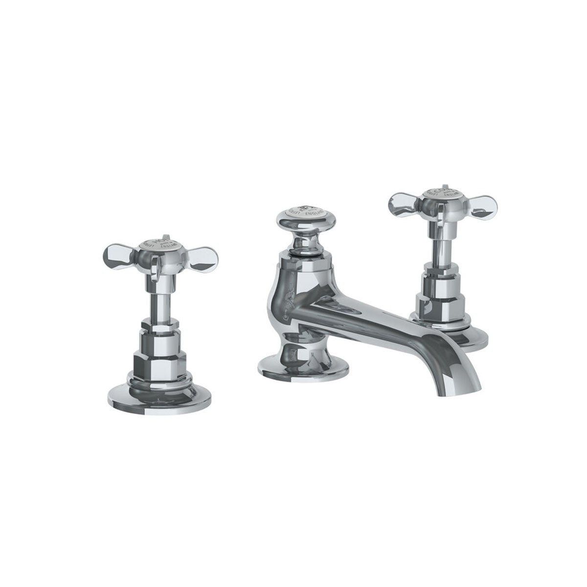 Lefroy Brooks Connaught basin mixer with Lefroy Brooks Classic cross handles and pop-up waste