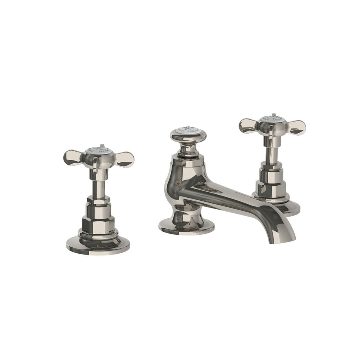 Lefroy Brooks Connaught basin mixer with Lefroy Brooks Classic cross handles and pop-up waste