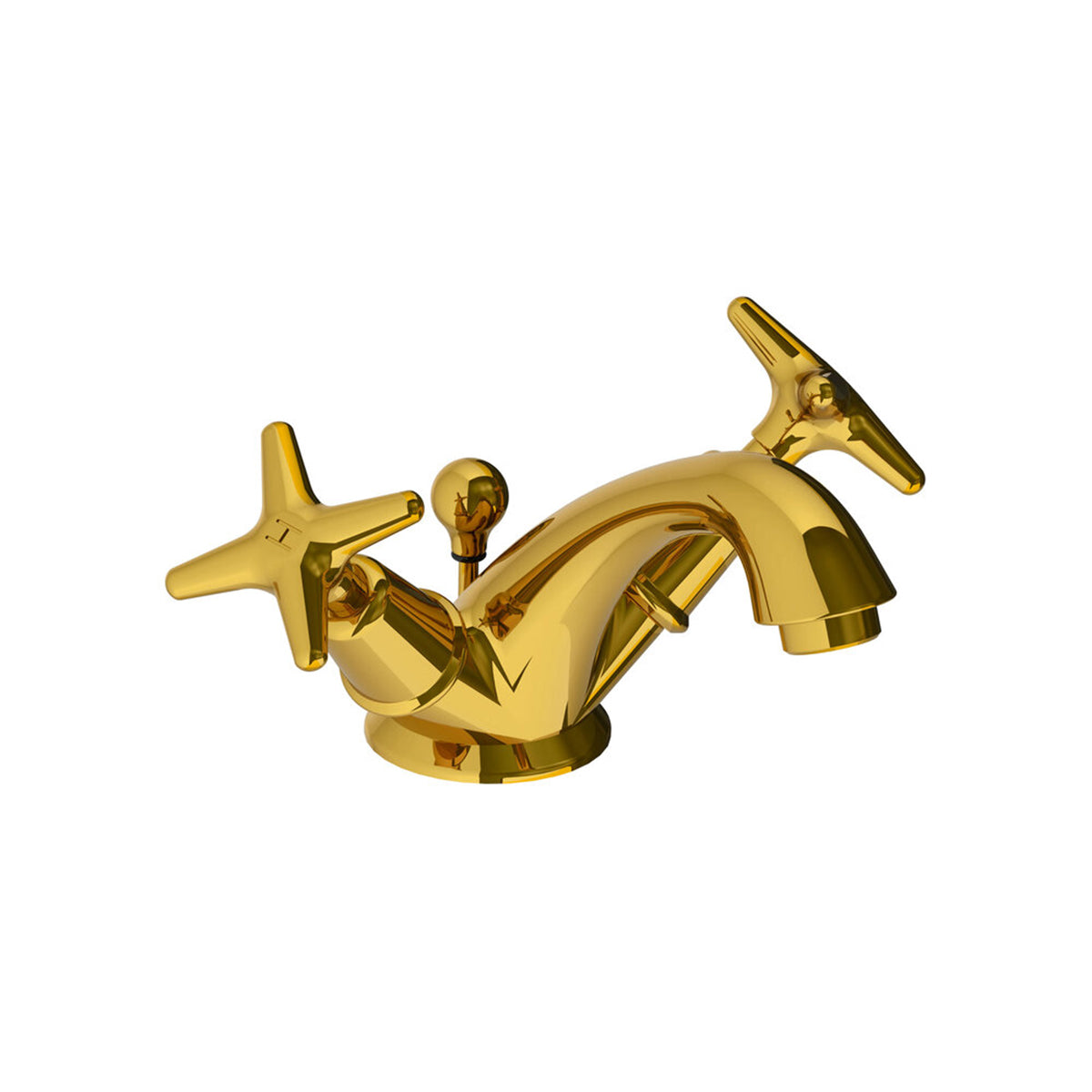 Lefroy Brooks Connaught mono basin mixer with star handles & pop-up waste