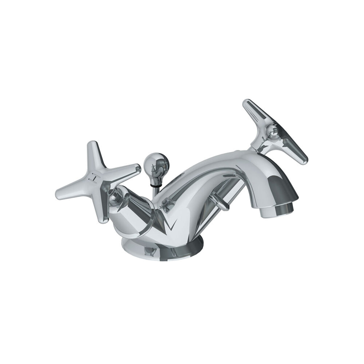 Lefroy Brooks Connaught mono basin mixer with star handles & pop-up waste