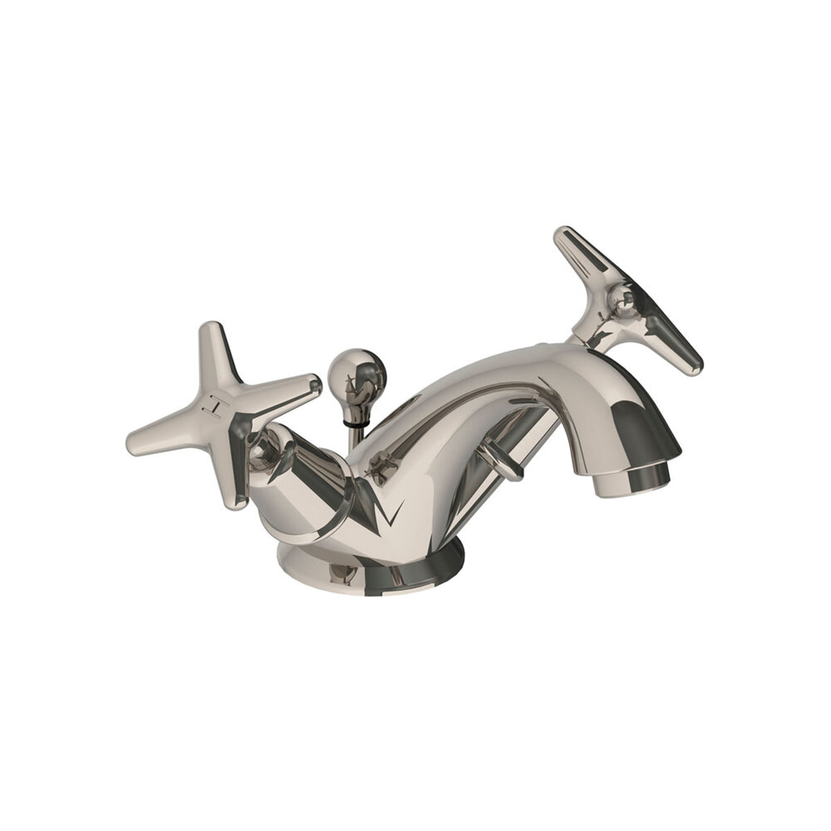 Lefroy Brooks Connaught mono basin mixer with star handles & pop-up waste