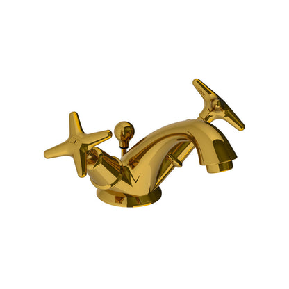 Lefroy Brooks Connaught mono basin mixer with star handles & pop-up waste