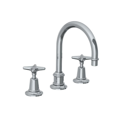 Lefroy Brooks Classic tubular basin mixer with star handles and click-up waste