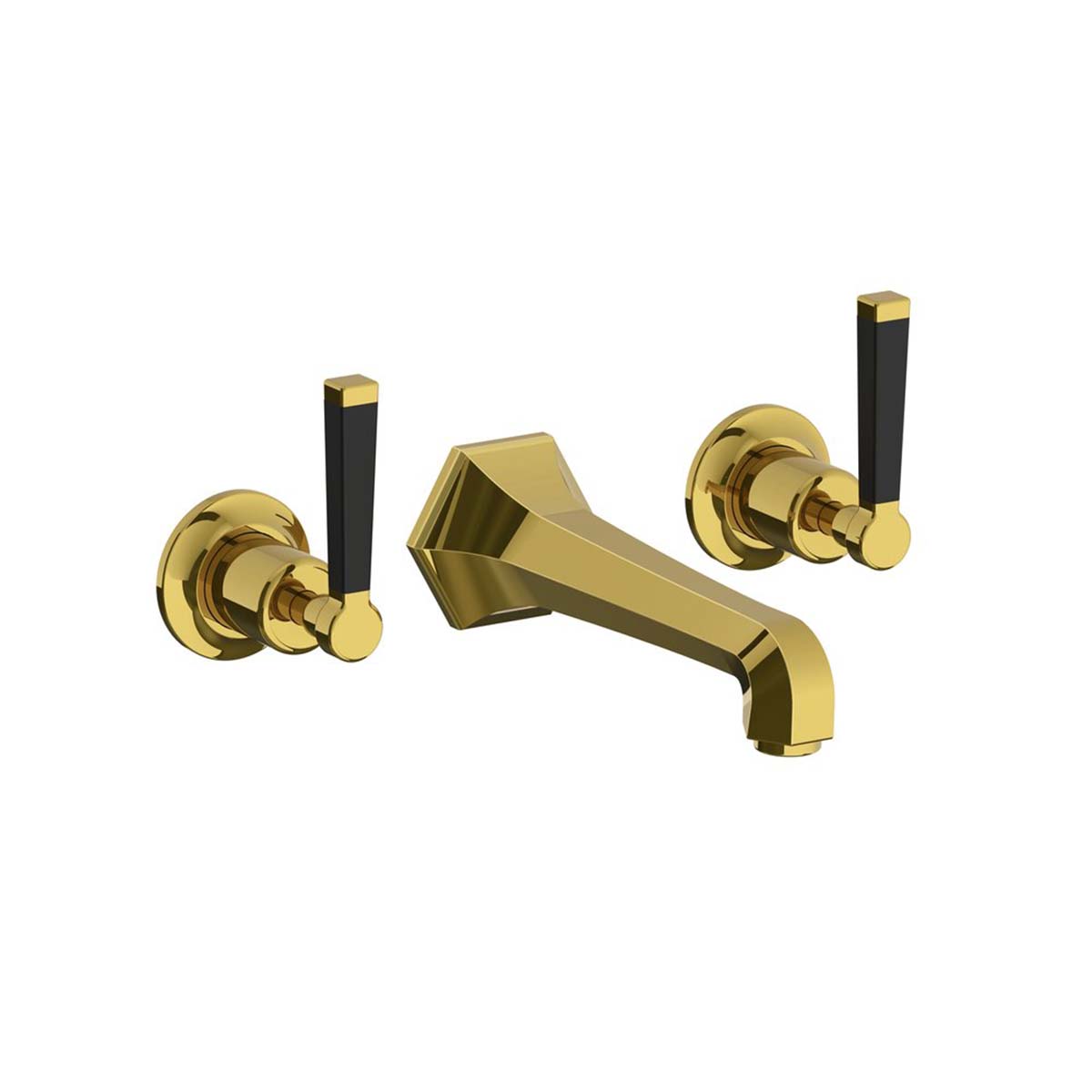 Lefroy Brooks Mackintosh wall mounted basin mixer with black levers