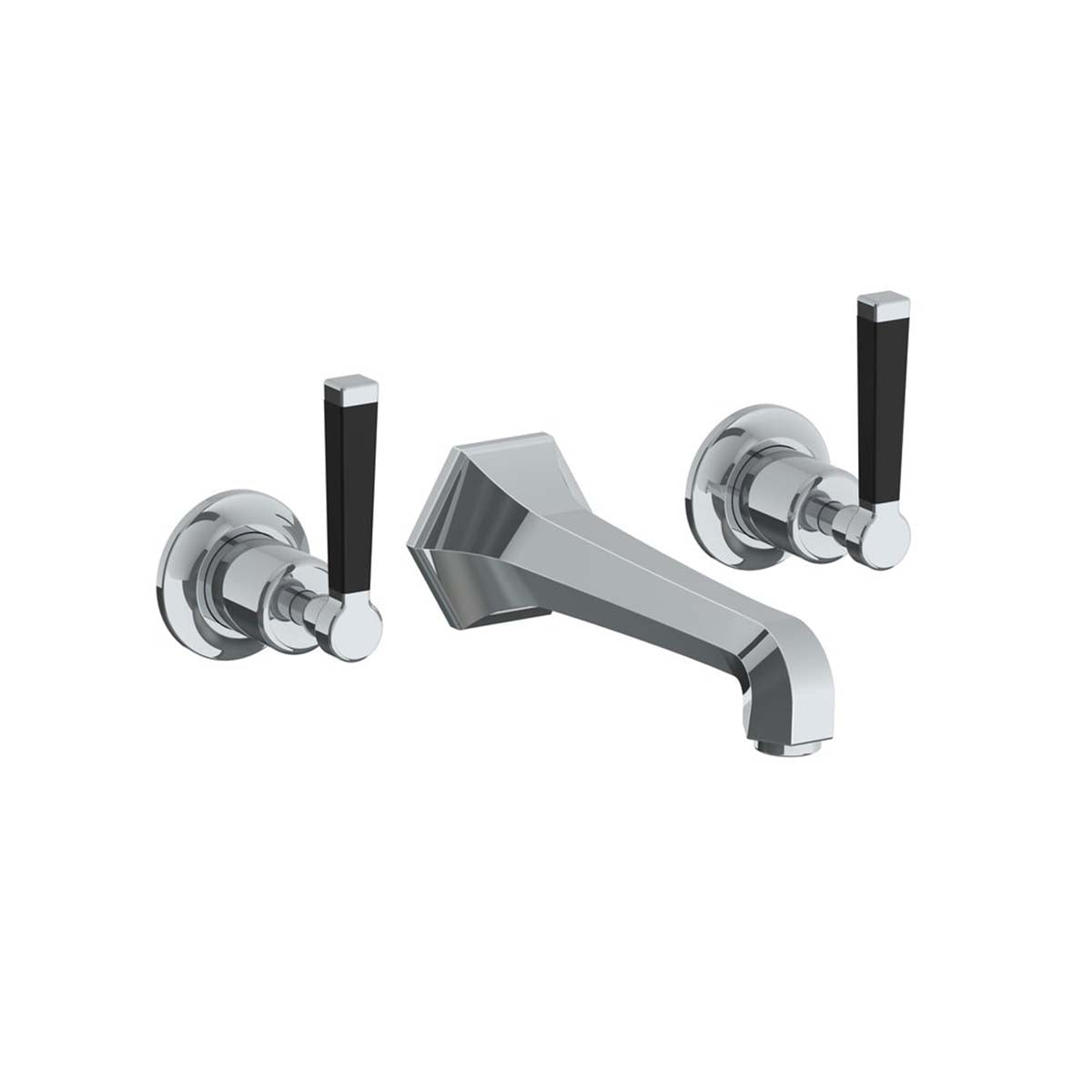 Lefroy Brooks Mackintosh wall mounted basin mixer with black levers