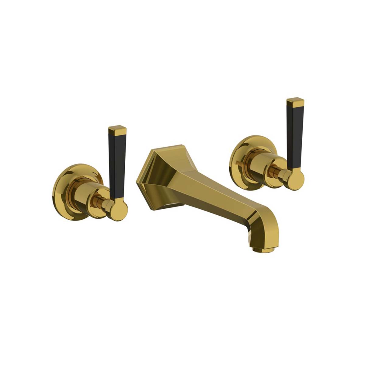 Lefroy Brooks Mackintosh wall mounted basin mixer with black levers
