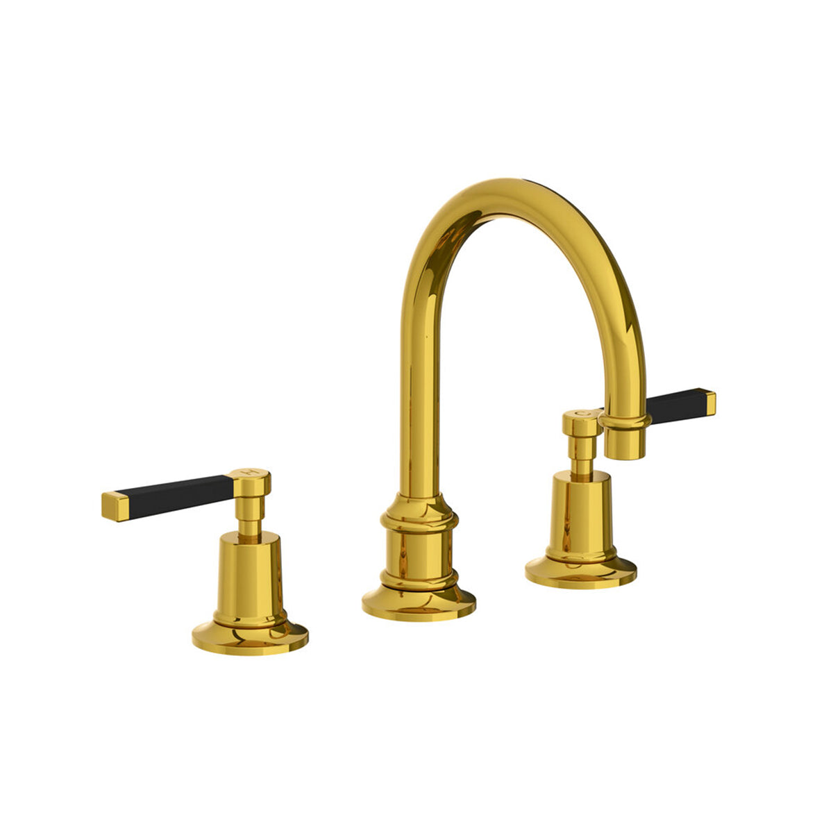 Lefroy Brooks Mackintosh tubular basin mixer with black levers & click-up waste