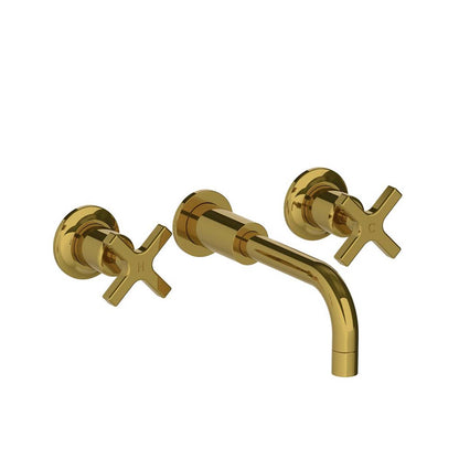 Lefroy Brooks Zu wall mounted basin mixer with Mackintosh cross handles