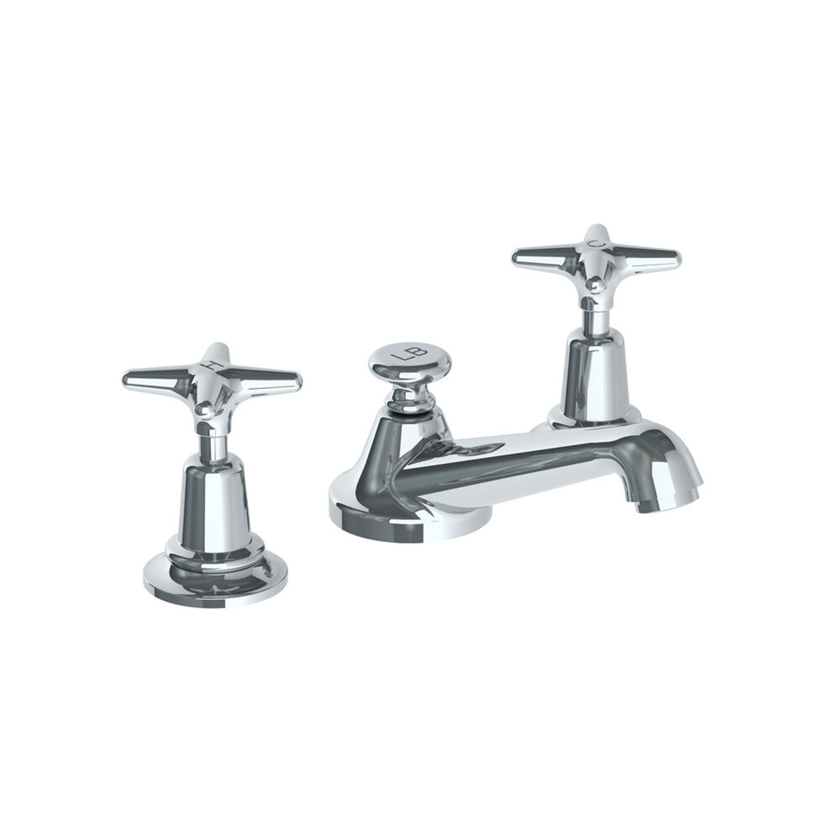 Lefroy Brooks Classic basin mixer with star handles & pop-up waste