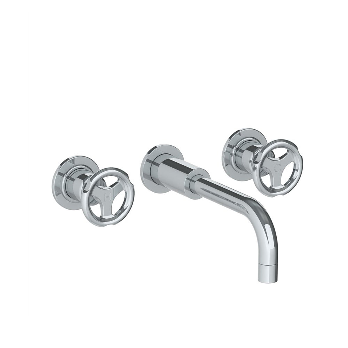 Lefroy Brooks Zu wall mounted basin mixer with Lefroy Brooks Ten Ten handwheels