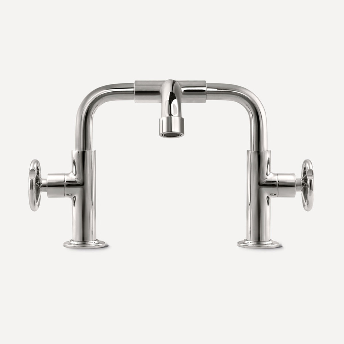 Lefroy Brooks Ten Ten deck mounted basin bridge mixer with handwheels