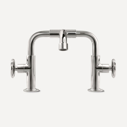 Lefroy Brooks Ten Ten deck mounted basin bridge mixer with handwheels