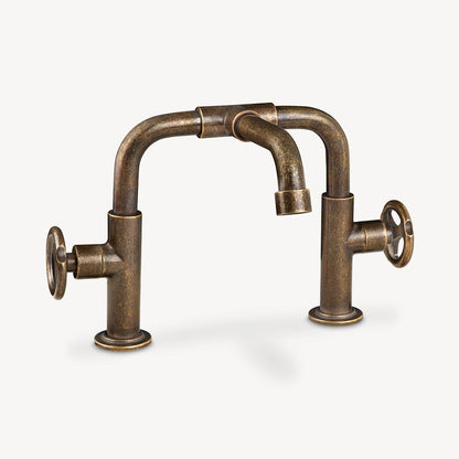 Lefroy Brooks Ten Ten deck mounted basin bridge mixer with handwheels