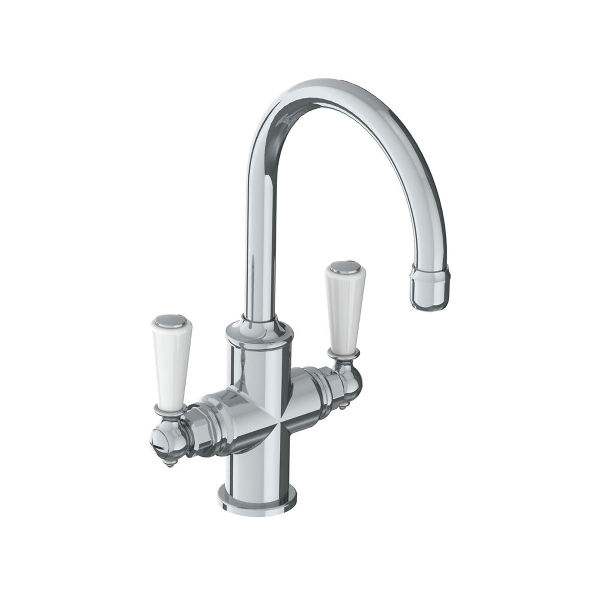 Lefroy Brooks Classic tubular mono basin mixer with white levers