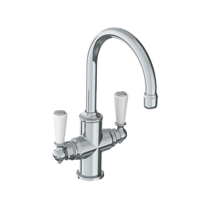 Lefroy Brooks Classic tubular mono basin mixer with white levers